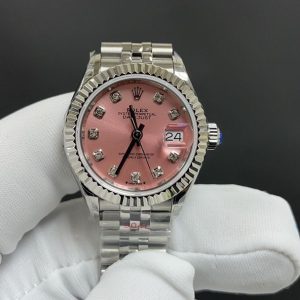 Ladies' Rolex Datejust 28mm White Case Pink Dial Super Clone Watch 1137040959 - front view