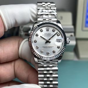 Exquisite Ladies Rolex Datejust 31mm Silver Dial Super Clone Watch 1106836186 - front view