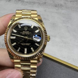 Luxury Rolex Day-Date Black Dial Super Clone Watch with Cash on Delivery 1137030279 - front view