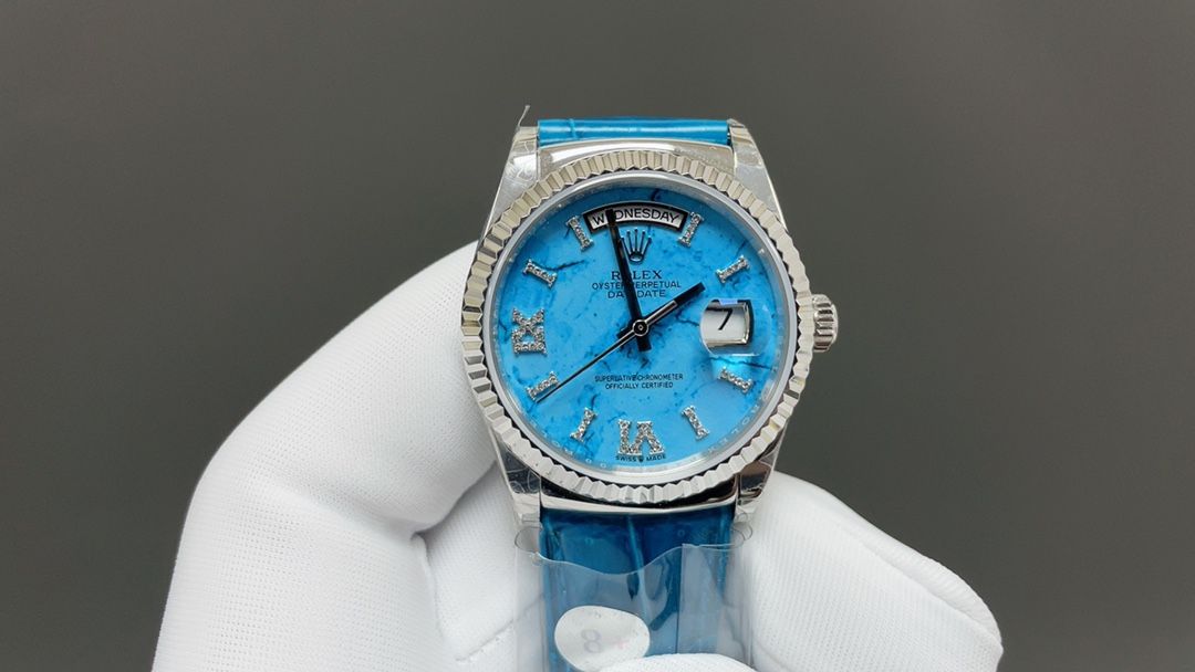 Premium Rolex Day-Date 36mm Super Clone Watch with Alligator Strap 1144762922 - front view