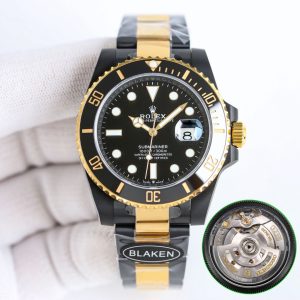 BLAKEN Black Rolex Submariner Super Clone Watch for Men - 40mm 1107025371 - front view | Rolex