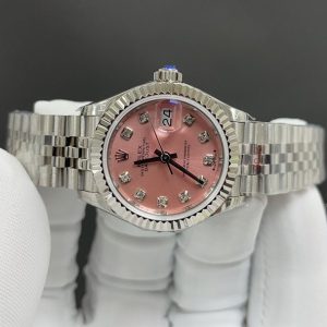 Ladies' Rolex Datejust 28mm White Case Pink Dial Super Clone Watch 1137040959 - side view